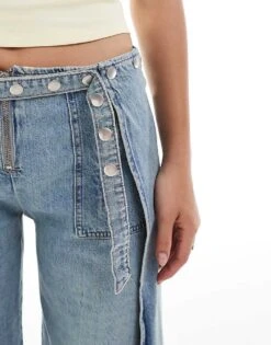 Mango X Siedres Studded Belt Straight Leg Jeans In Light Blue For Women -Mango Sales 206982858 4