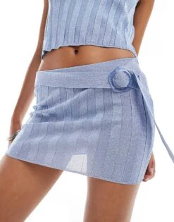 Mango Stripe Low Back T-shirt And Stripe Mini Skirt Co-ord Set In Blue -Mango Sales 206982951 1 blue 1