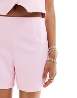 Mango Tailored Co-ord Shorts In Pink For Women -Mango Sales 206982978 3