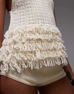 Mango Crochet Fringed Vest In White For Women -Mango Sales 207042632 4