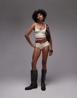 Mango Jersey Crop Top And Short Co-ord In White