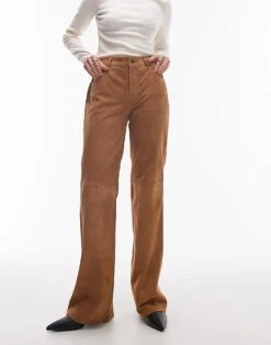 Mango Suede Flare Trousers In Brown For Women -Mango Sales 207042714 1 brown 1