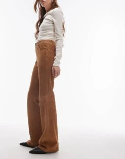 Mango Suede Flare Trousers In Brown For Women -Mango Sales 207042714 3