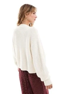 Mango Zip Through Knitted Jacket In White For Women -Mango Sales 207101781 4