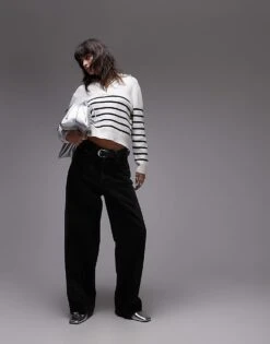 Mango Half Zip Stripe Jumper In White For Women -Mango Sales 207101793 2