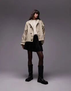 Mango Cropped Oversized Trench Coat In Beige For Women -Mango Sales 207101803 1 beige 1