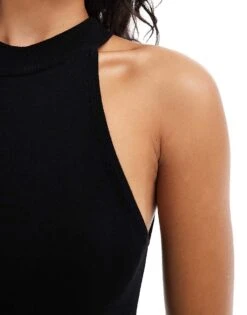 Mango Fine Knit High Neck Top In Black For Women -Mango Sales 207101804 3