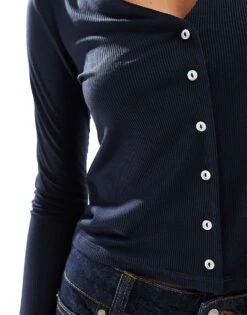 Mango Button Up Cardigan In Navy For Women -Mango Sales 207101839 3