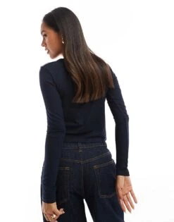 Mango Button Up Cardigan In Navy For Women -Mango Sales 207101839 4