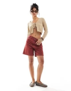 Mango Tie Front Cardigan In Beige For Women -Mango Sales 207101999 4