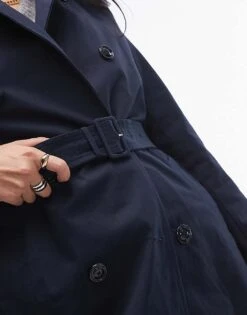 Mango Panel Detail Trench Coat In Navy For Women -Mango Sales 207102324 4