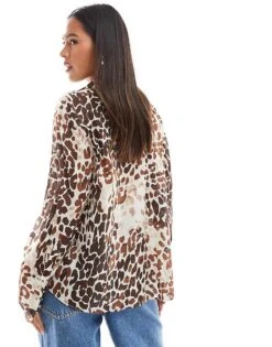 Mango Mixed Leopard Print Shirt In Brown For Women -Mango Sales 207102336 3