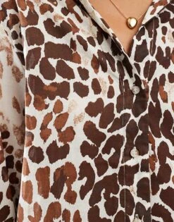 Mango Mixed Leopard Print Shirt In Brown For Women -Mango Sales 207102336 4