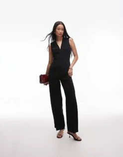Mango Structured Jumpsuit In Black For Women