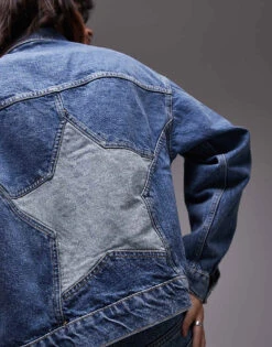 Mango Star Print Denim Jacket Co-ord In Blue For Women -Mango Sales 207102389 4