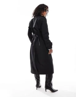 Mango Premium Longline Trench Coat In Black For Women -Mango Sales 207102405 4