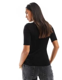 Mango Soft Touch High Neck T-shirt In Black For Women -Mango Sales 207102420 4