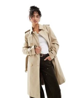 Mango Panel Detail Trench Coat In Beige For Women