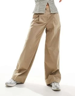 Mango Straight Leg Button Front Slouchy Trousers In Beige For Women