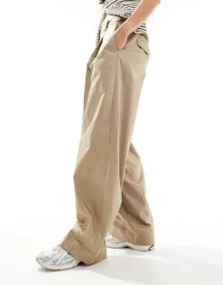 Mango Straight Leg Button Front Slouchy Trousers In Beige For Women -Mango Sales 207102470 3