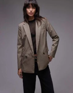 Mango Oversized Check Blazer In Brown For Women -Mango Sales 207102474 1 brown 1