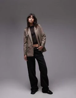 Mango Oversized Check Blazer In Brown For Women -Mango Sales 207102474 3