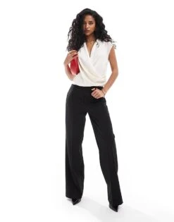 Mango Wrap Front Sleeveless Satin Shirt In White For Women -Mango Sales 207102494 1 white 1