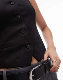 Mango Button Front Waistcoat In Black For Women -Mango Sales 207102521 3