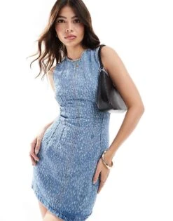 Mango Sleeveless Denim Dress In Mid Blue For Women -Mango Sales 207102536 1 blue 1