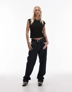 Mango Textured Front Woven Sleeveless Top In Black For Women -Mango Sales 207102560 4