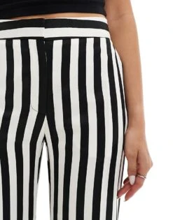 Mango Stripe Straight Leg Trousers In Black And White For Women 8 Mango Stripe Straight Leg Trousers In Black And White For Women -Mango Sales 207102637 3