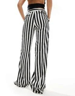 Mango Stripe Straight Leg Trousers In Black And White For Women 10 Mango Stripe Straight Leg Trousers In Black And White For Women -Mango Sales 207102637 5