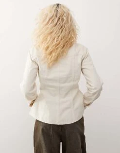 Mango Denim Button Through Western Tipped Collar Shirt In White For Women -Mango Sales 207102660 4