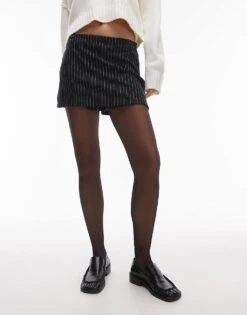 Mango Pinstripe Skort In Navy For Women -Mango Sales 207103927 4