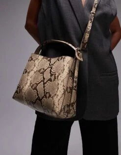 Mango Adjustable Strap Handbag In Snake Print For Women Grey -Mango Sales 207104047 3