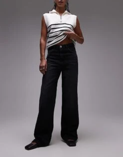 Mango Straight Leg Raw Hem Jeans In Black For Women -Mango Sales 207104058 1 black 1