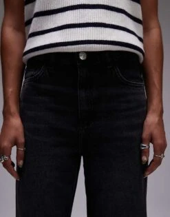 Mango Straight Leg Raw Hem Jeans In Black For Women -Mango Sales 207104058 5