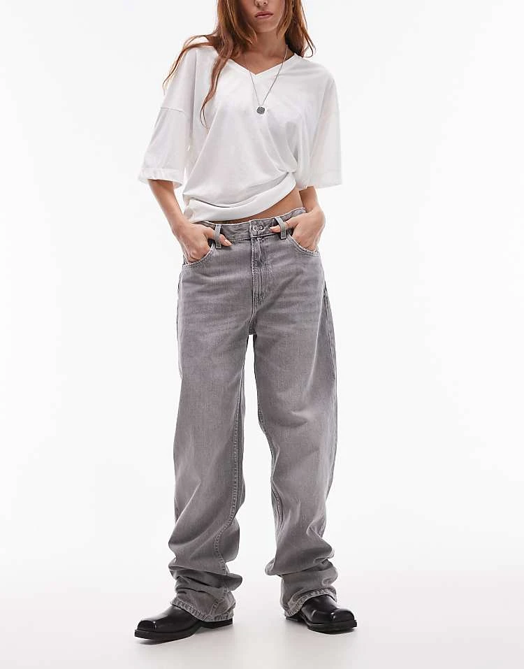 Mango Mid Rise Straight Leg Jeans In Light Grey Wash For Women 1 Mango Mid Rise Straight Leg Jeans In Light Grey Wash For Women