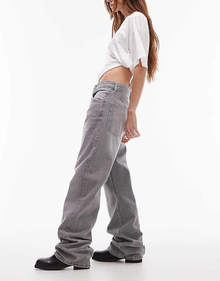 Mango Mid Rise Straight Leg Jeans In Light Grey Wash For Women 3 Mango Mid Rise Straight Leg Jeans In Light Grey Wash For Women - Image 3