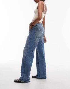 Mango Washed Front Straight Leg Co-ord Jeans In Light Blue For Women -Mango Sales 207104085 3