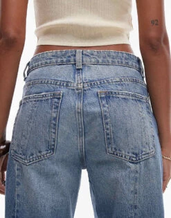 Mango Washed Front Straight Leg Co-ord Jeans In Light Blue For Women -Mango Sales 207104085 4