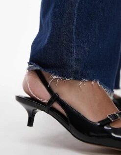 Mango Sling Back Buckle Front Heel In Black For Women -Mango Sales 207104108 4