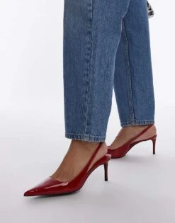 Mango Sling Back Heels In Red For Women
