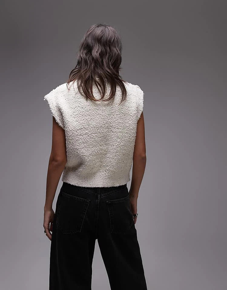 Mango Button Through Sleeveless Waistcoat In White For Women 4 Mango Button Through Sleeveless Waistcoat In White For Women - Image 4