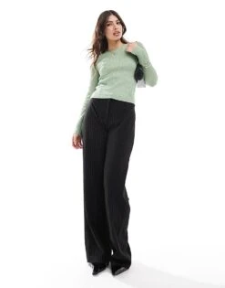 Mango Fine Knit Ribbed Jumper In Sage Green For Women -Mango Sales 207108503 3