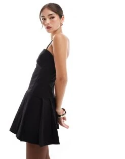 Mango Pleated Skirt Cami Mini Dress In Black For Women -Mango Sales 207108782 1 black 1