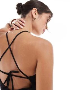 Mango Pleated Skirt Cami Mini Dress In Black For Women -Mango Sales 207108782 2