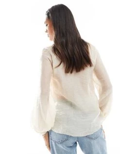 Mango Tie Front Boho Blouse In White For Women -Mango Sales 207108888 4