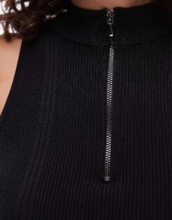 Mango Half Zip Sleeveless Jumper In Black For Women -Mango Sales 207108970 3