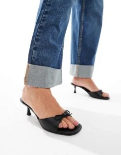 Mango Bow Front Mini Heels In Black For Women -Mango Sales 207109691 4